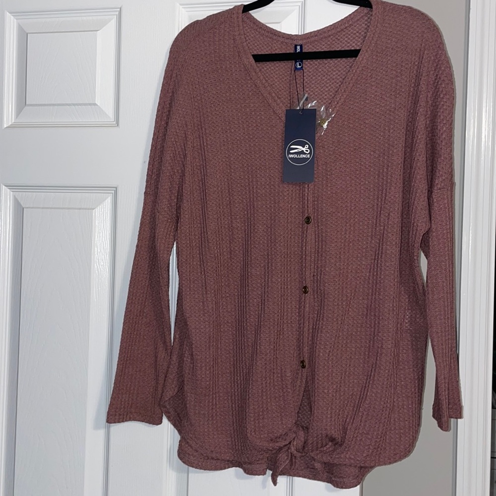 Waffle knit tie shirt